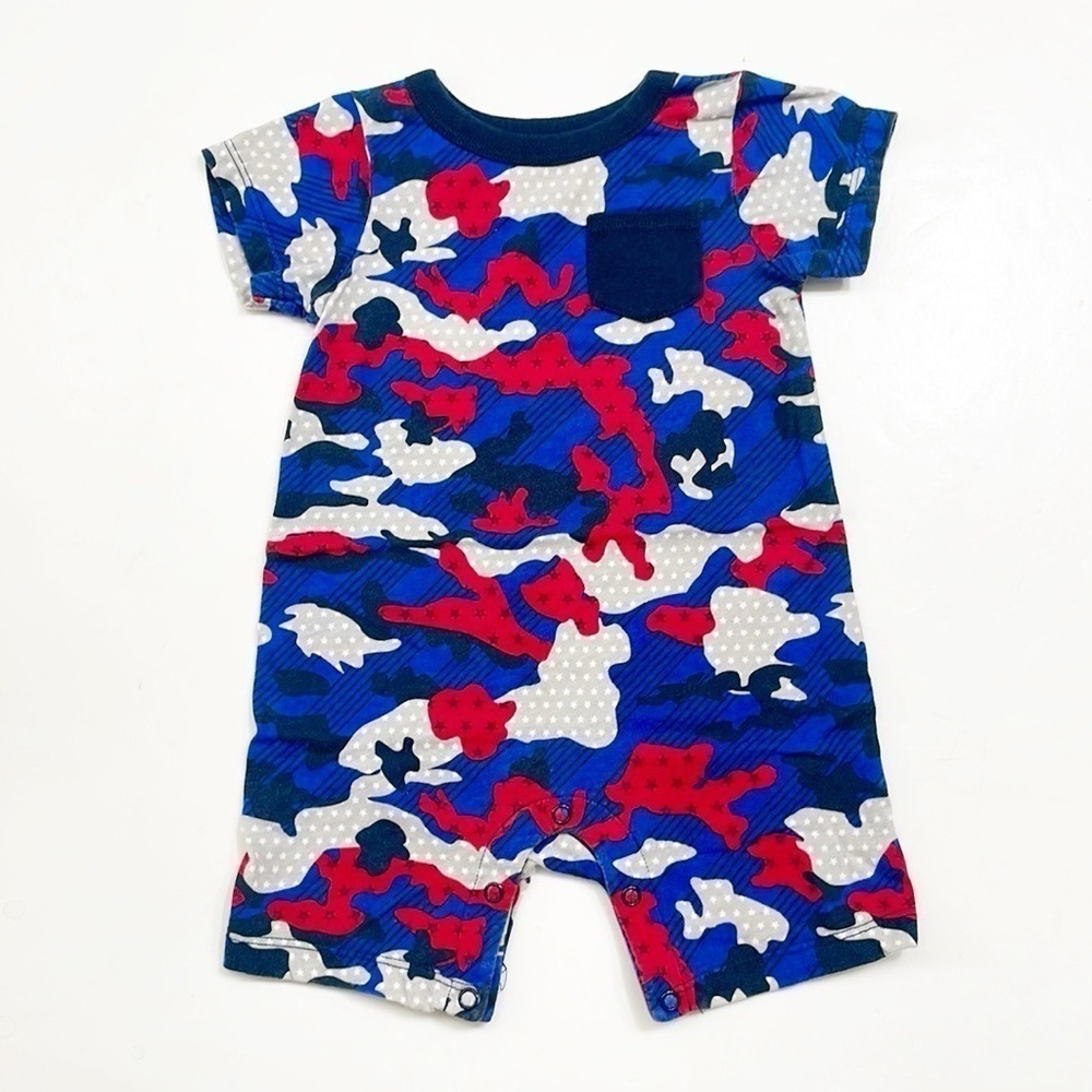 Celebrate Patriotic baby boys star print camo romper